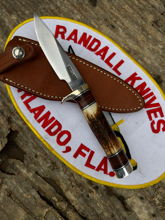 Randall Model 26 Trapper 4" Carbon Blade ,NS, Trapper Stag Handle aluminum Butt Mint