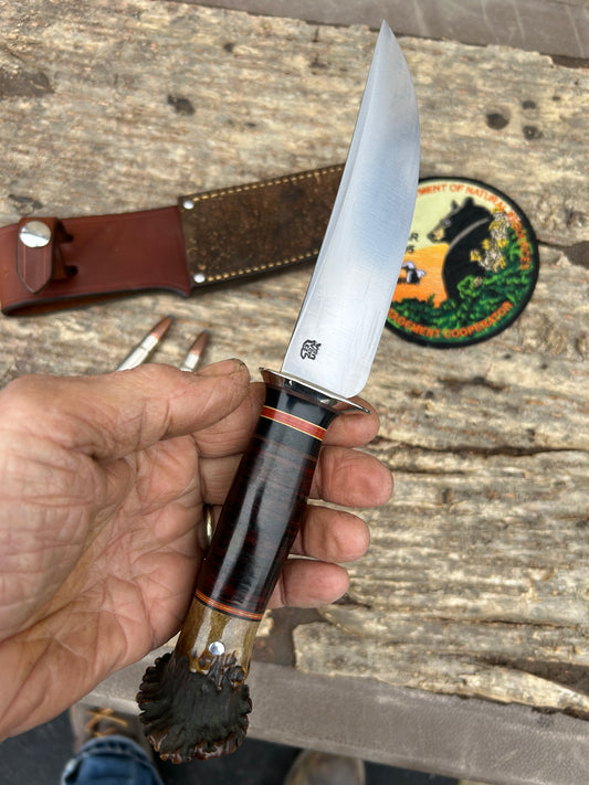 Treeman Bear & Trout Knife 1095  Crown Stag