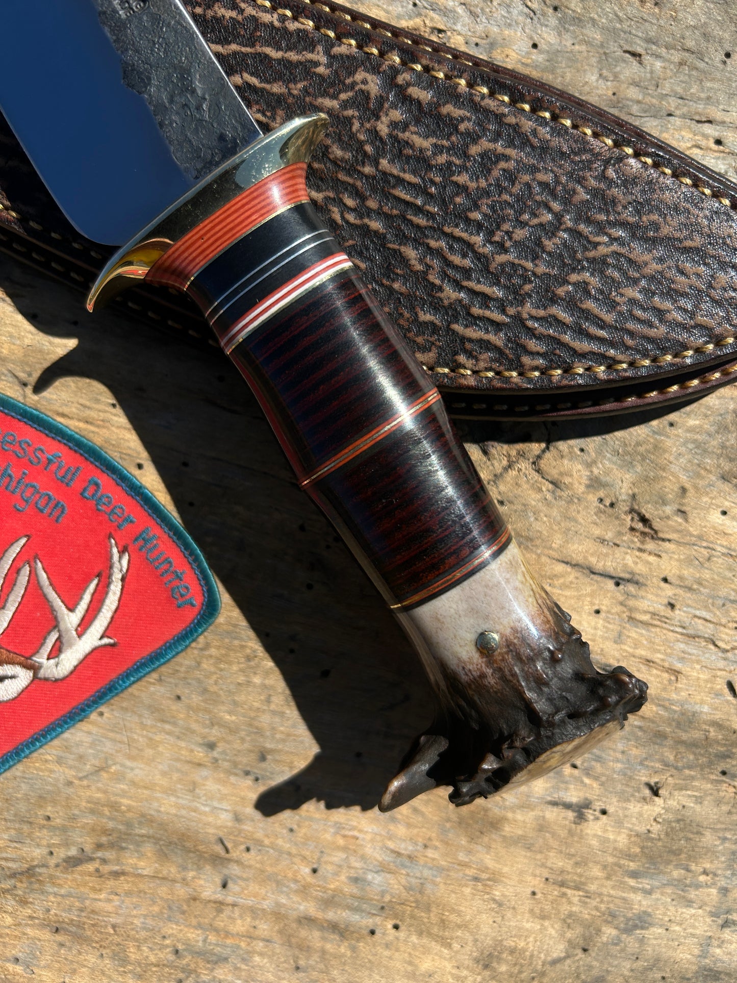 Treeman Hammer Mark Camp Knife Horse Hide Crown Stag  Shark Sheath