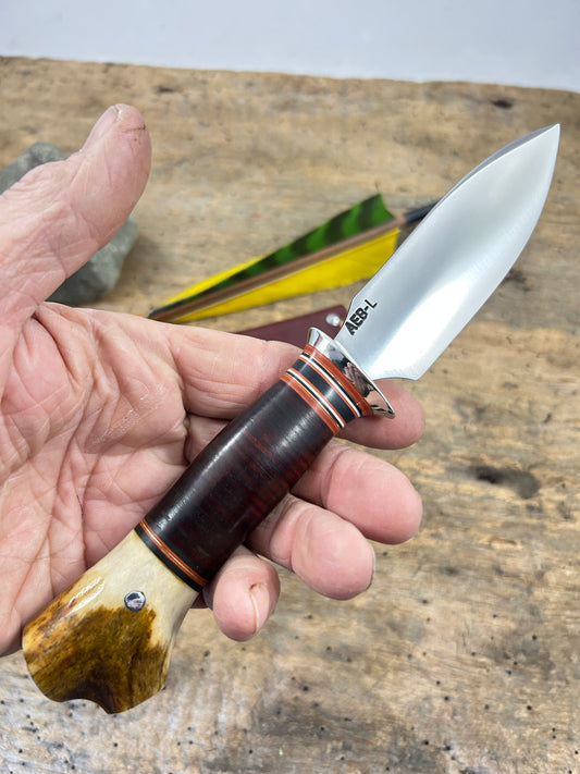 Treeman Alaskan 4" Super Slicer AEB-L Stainless Horse Hide Crotch Stag pouch Sheath