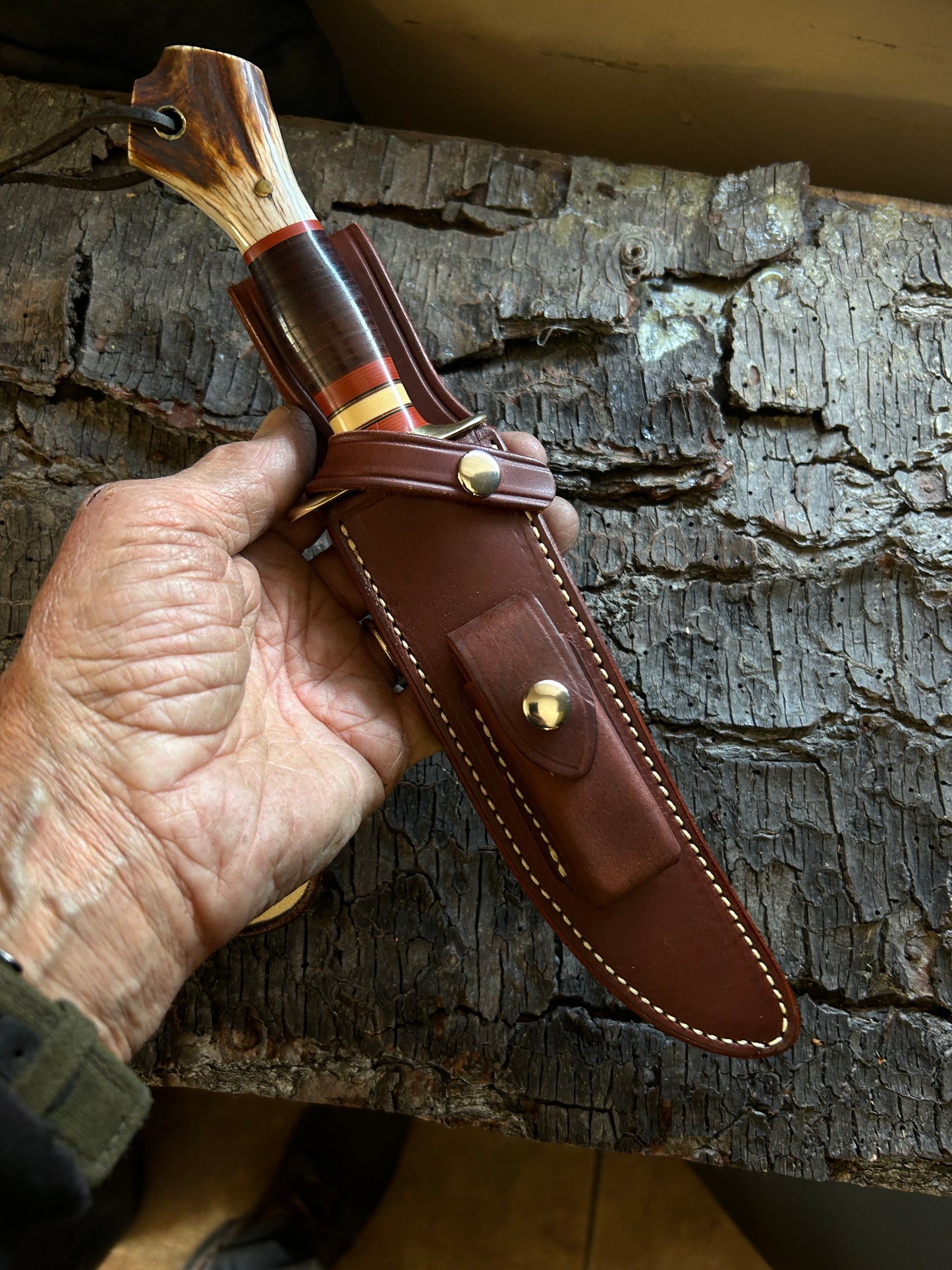 Vintage Treeman Fighter 6 1/2" Brass Guard Sullivan Sheath