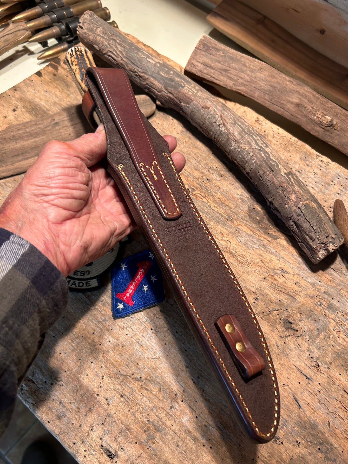 Treeman Skull Fighter 9" Blade 1095 Hand Forged Blade Sambar Stag Handle