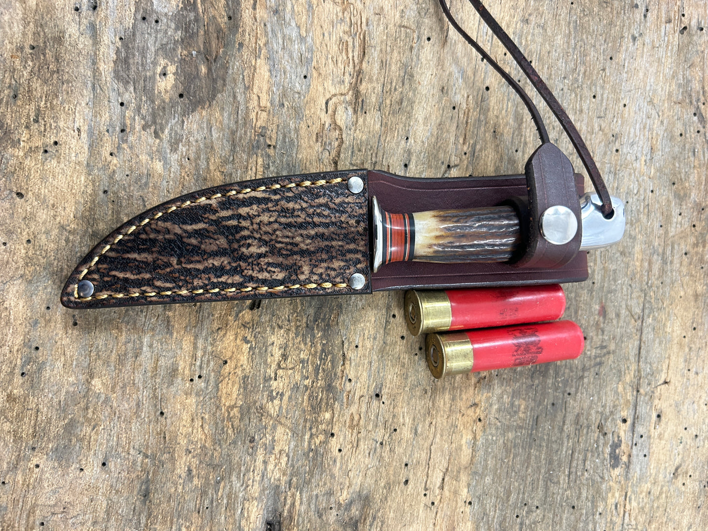 Treeman Trout Knife AEB-L Stainless Nickel Stag Aluminum Butt Shark Sheath