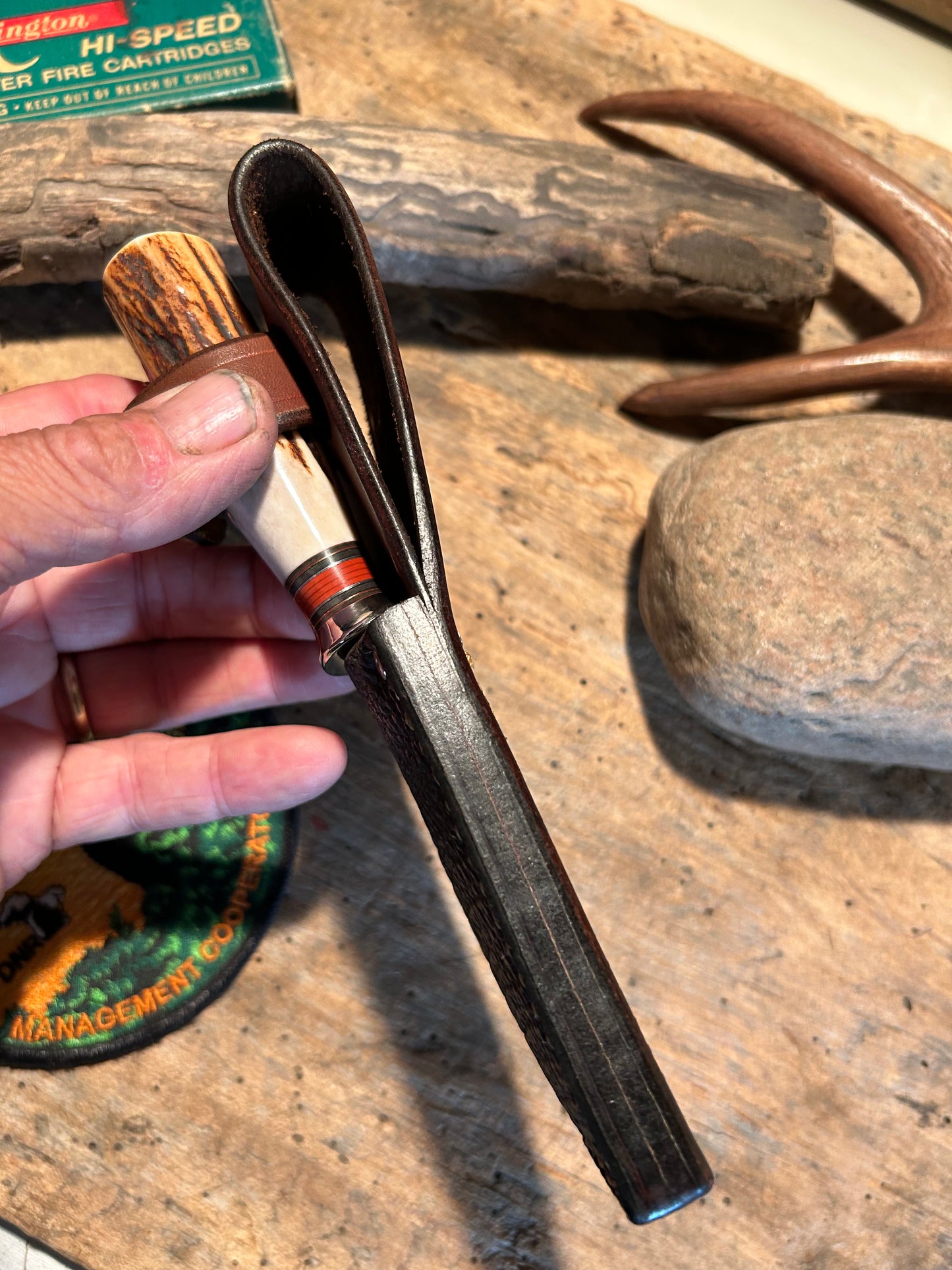 Treeman Heavy Duty South Dakota Caper Hammer Mark Stag Compass Shark Sheath