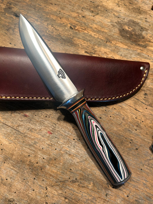 Fordite 4 1/2" Drop Point Nickel Guard AEB-L Stainless Ultra Rare !