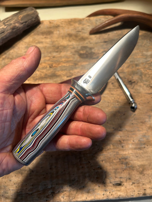 Fordite 4 1/2" Drop Point Nickel Guard AEB-L Stainless Ultra Rare !