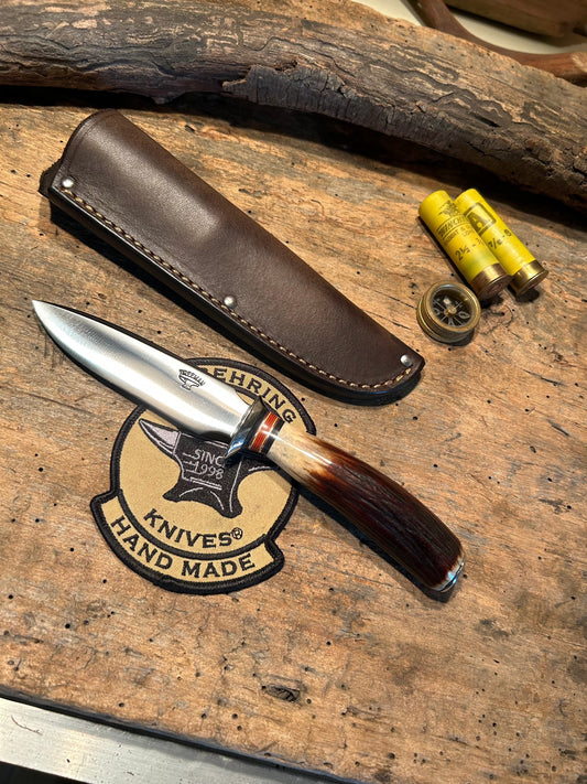 Treeman Alaskan 4" AEB-L stainless Blade Nickel Guard 120 year old red stag