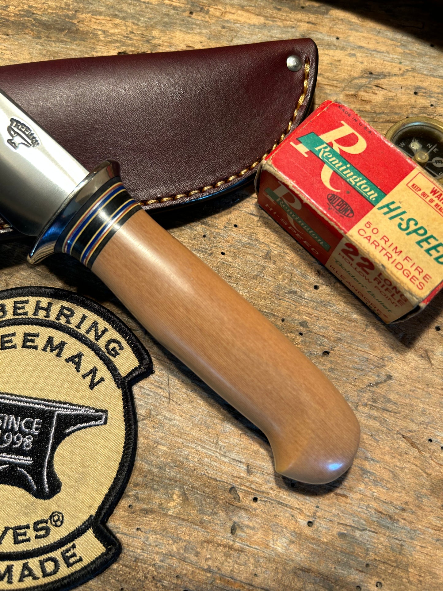 Treeman Drop Point Hunter Stainless AEB-L NS guard Linen Micarta Handle