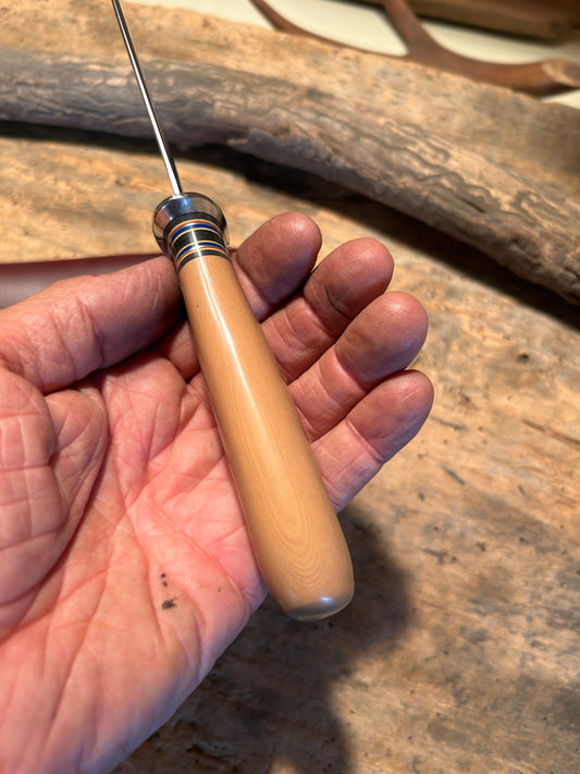 Treeman Drop Point Hunter Stainless AEB-L NS guard Linen Micarta Handle