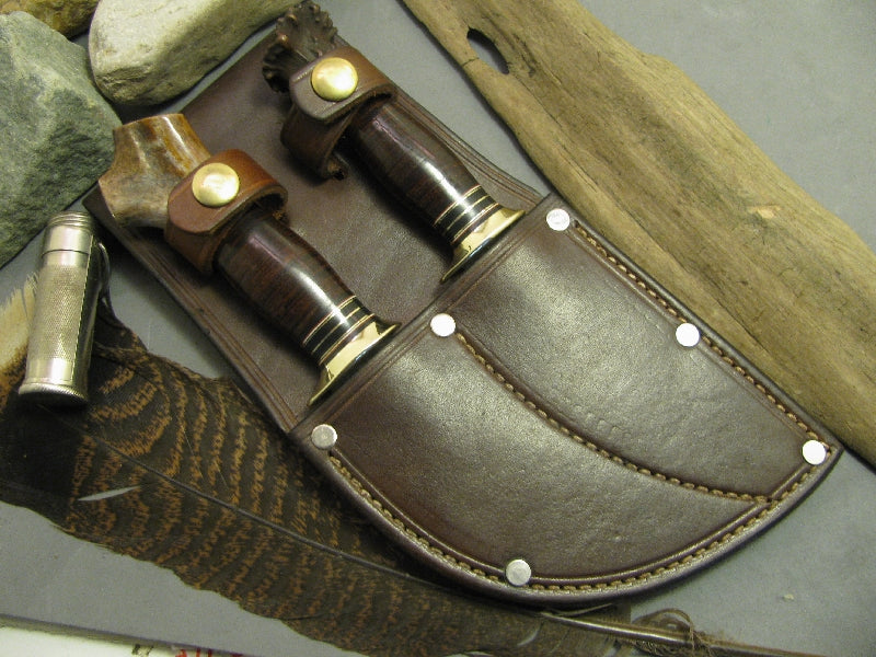 J. Behring Handmade 2 Knife Set Crown & Crotch Stag