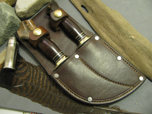 J. Behring Handmade 2 Knife Set Crown & Crotch Stag