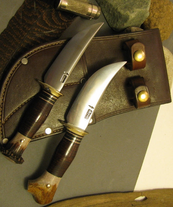 J. Behring Handmade 2 Knife Set Crown & Crotch Stag