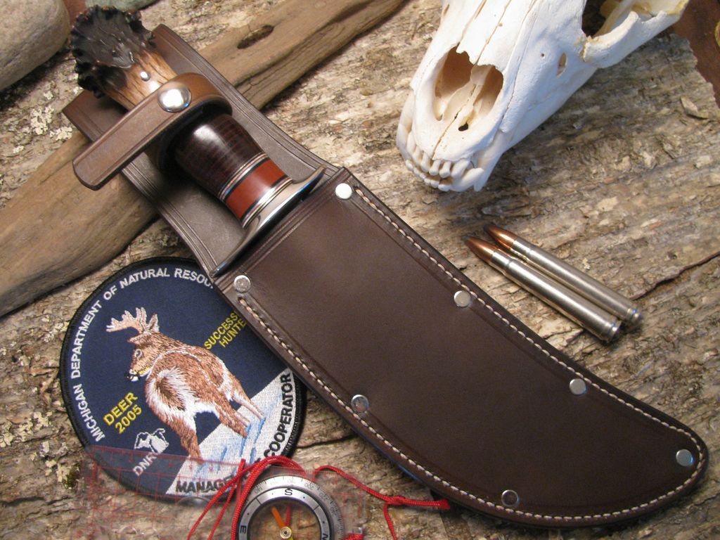 Treeman 8" Classic Scagel Style  Camp Knife leather Crown Stag!