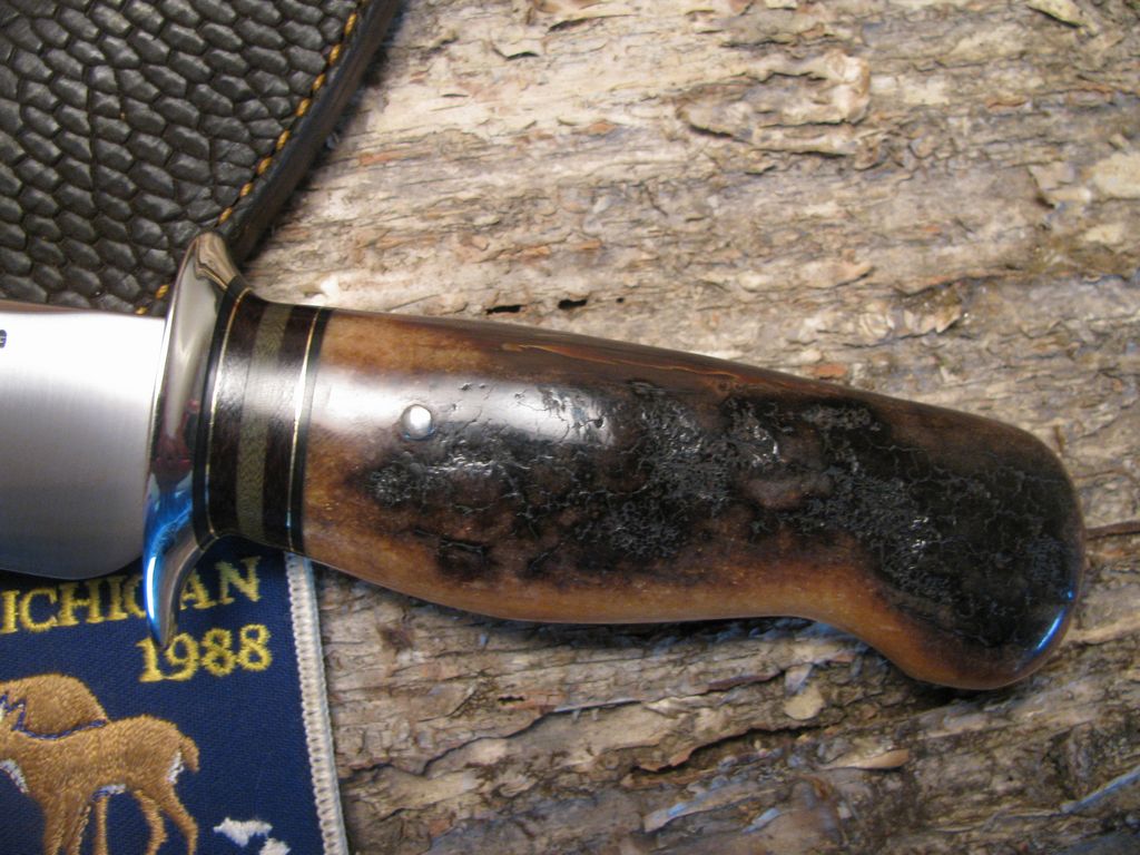 ***Treeman Woodmonk Ivory Sledrunner Handle ~ 1st  Beavertail Sheath out of our leather shop !!