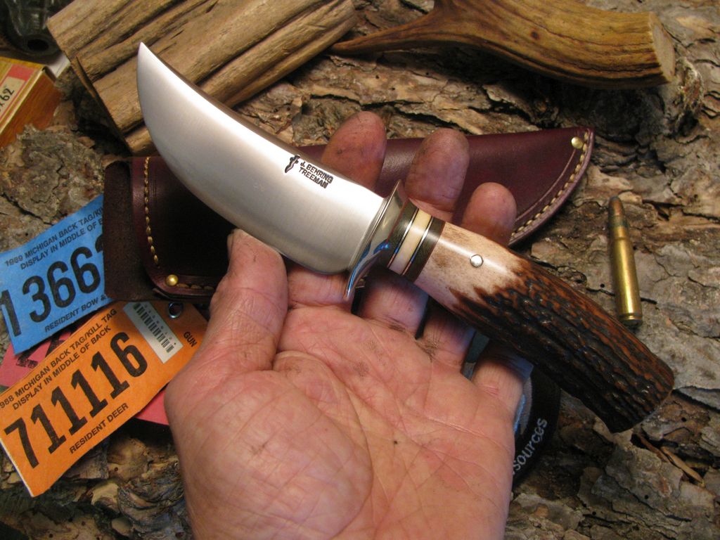 Michigan Skinner Heavy Duty  AAA Sambar Stag  Green Spacers Big compass