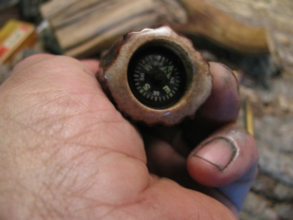 Michigan Skinner Heavy Duty  AAA Sambar Stag  Green Spacers Big compass