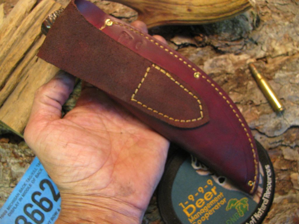 Michigan Skinner Heavy Duty  AAA Sambar Stag  Green Spacers Big compass