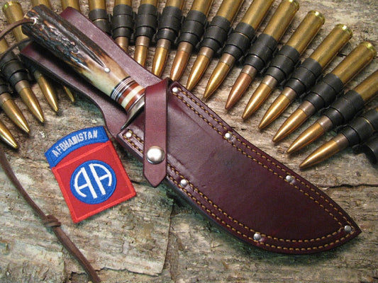 J. Behring Handmade Treeman 7" Humpback Double Skull Fighter Stag