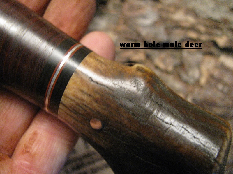 *Treeman Handmade 5 1/4" Sticker/hunter Nickel hardware Horsehide Mule Deer Worn Hole crotch Stag 1/2014