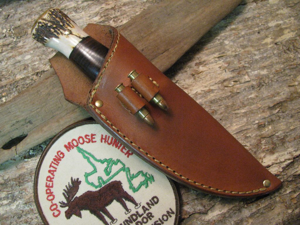 Trout & Deer Leather /Stag Brass Butt Cap "Last Two Sheath "