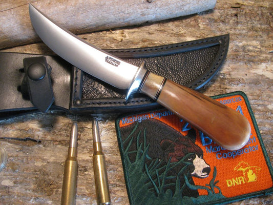 Artifact Fossil Walrus Ivory  5" Ostritch Leg Sheath