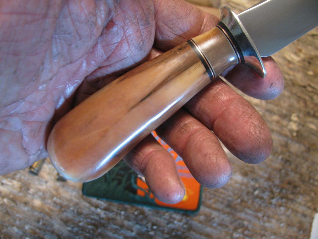 Artifact Fossil Walrus Ivory  5" Ostritch Leg Sheath