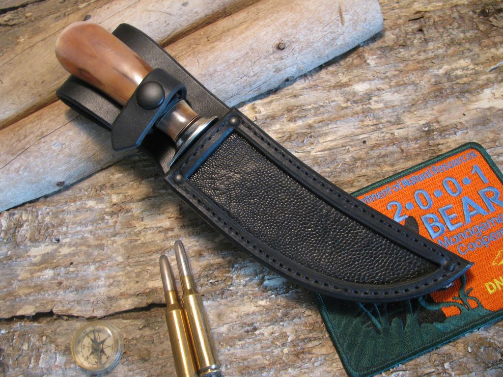 Artifact Fossil Walrus Ivory  5" Ostritch Leg Sheath