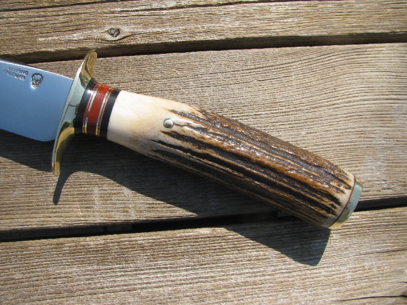 *Treeman Classic 8" Double Skull Fighter Stag brass Pinned Butt