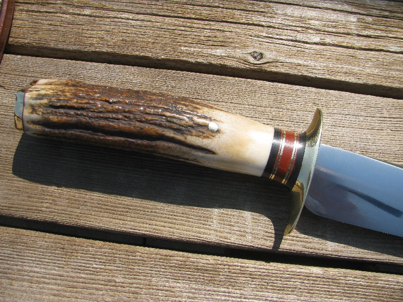 *Treeman Classic 8" Double Skull Fighter Stag brass Pinned Butt