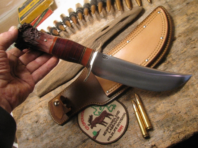 J. Behring Treeman Handmade 8" Camp KNife Crown Stag