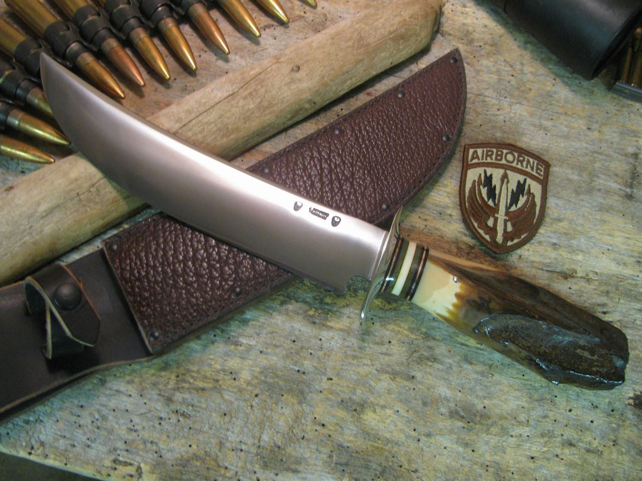 **J.Behring Handmade Double Skull Fighter Fossil IVORY