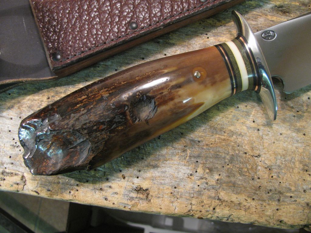 **J.Behring Handmade Double Skull Fighter Fossil IVORY