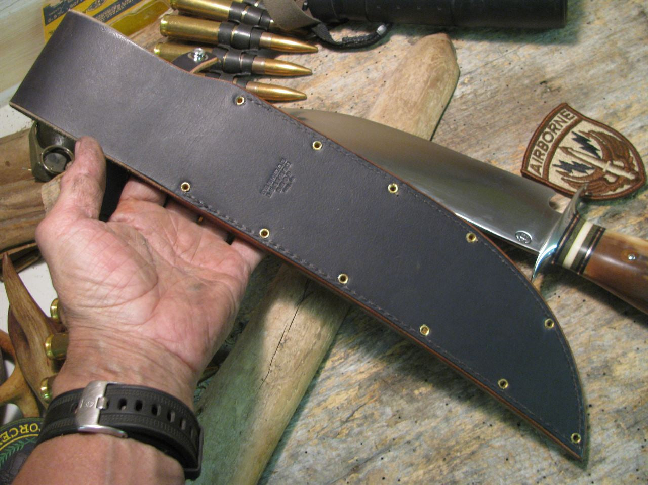 **J.Behring Handmade Double Skull Fighter Fossil IVORY