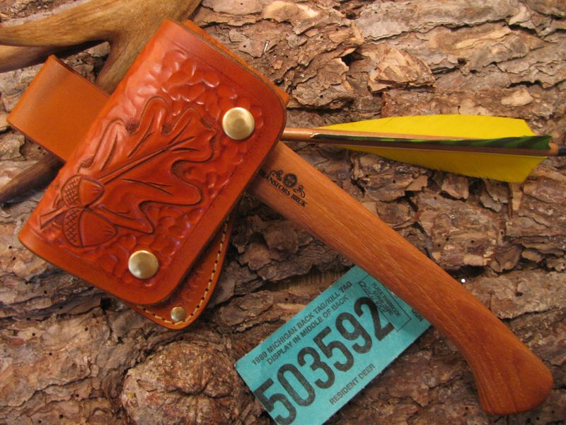 Treeman Leather Mini Tooled Belt Sheath for Gransfors Bruk