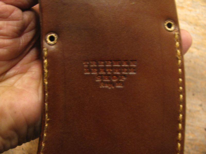 J. Behring Handmade Woodcraft Crown Stag Horsehide Studebaker spring hammermark 5 1/2" Blade