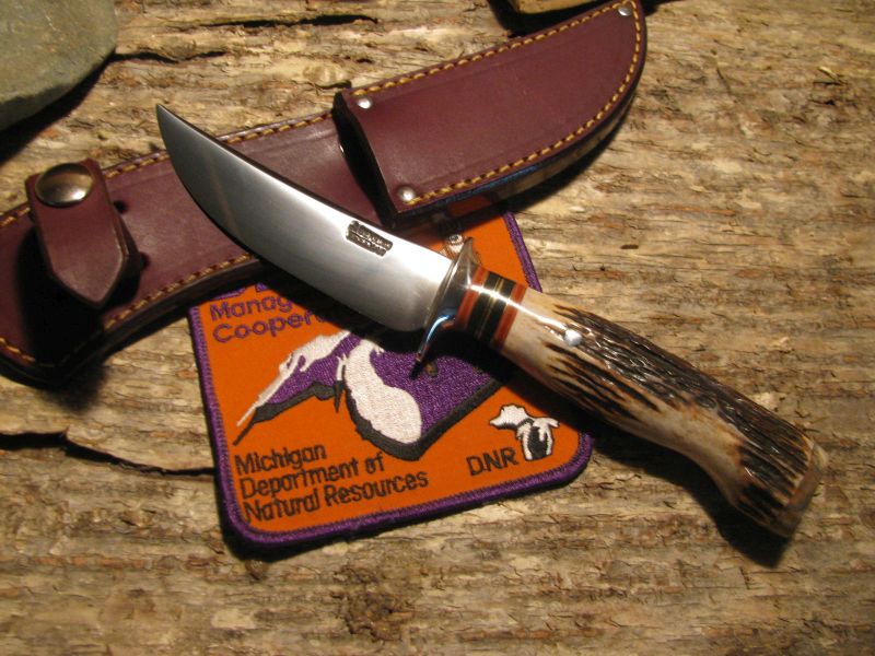 J.Behring handmade Trout & Deer Stag Ivory Butt cap