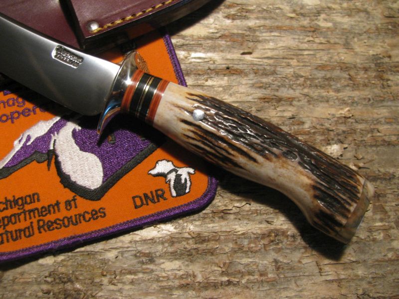 J.Behring handmade Trout & Deer Stag Ivory Butt cap