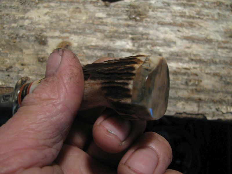 J.Behring handmade Trout & Deer Stag Ivory Butt cap