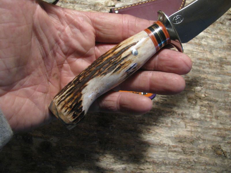 J.Behring handmade Trout & Deer Stag Ivory Butt cap