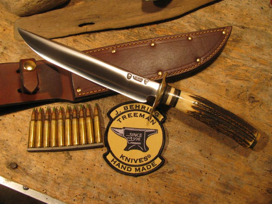 Treeman Double Skull Stag Fighter 8 1/2" Hand Forged Blade