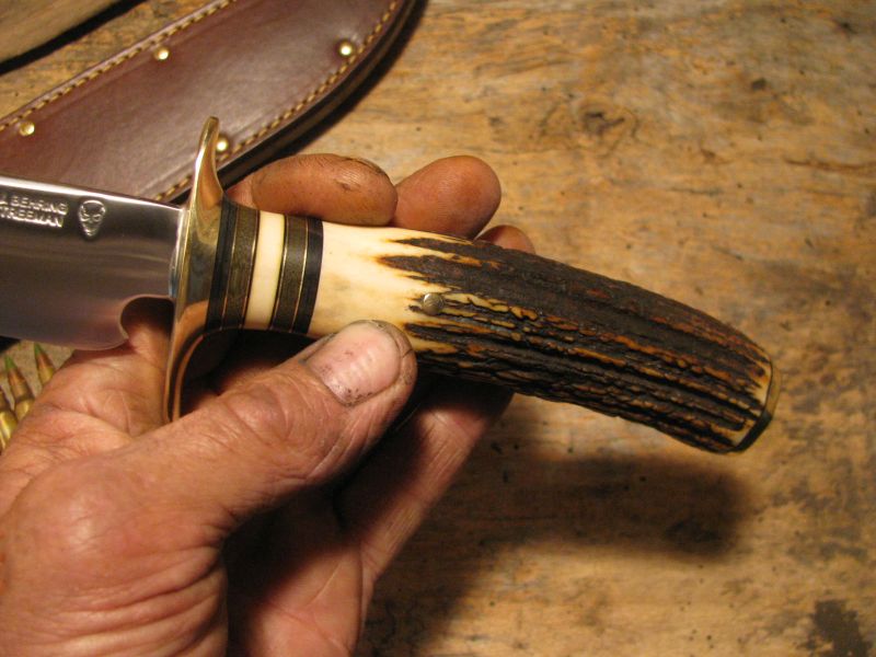 Treeman Double Skull Stag Fighter 8 1/2" Hand Forged Blade