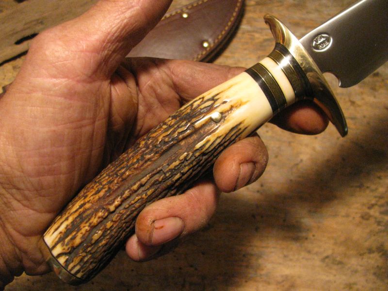 Treeman Double Skull Stag Fighter 8 1/2" Hand Forged Blade