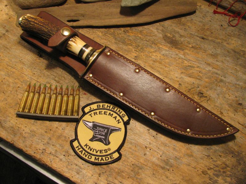 Treeman Double Skull Stag Fighter 8 1/2" Hand Forged Blade