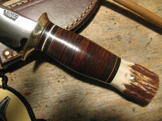 J. Behring Handmade Trout & Deer Knife Leather Stag