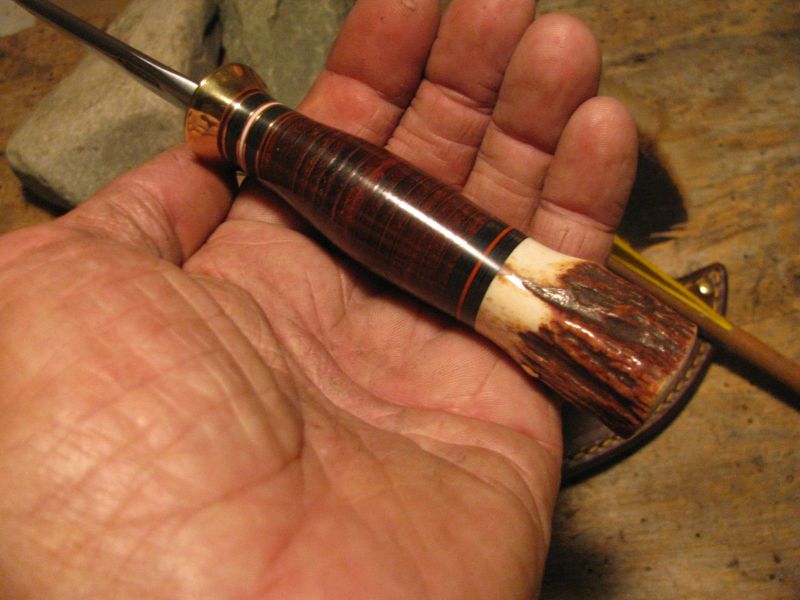 J. Behring Handmade Trout & Deer Knife Leather Stag