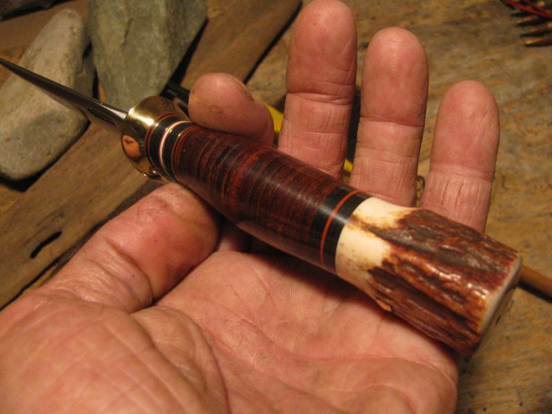 J. Behring Handmade Trout & Deer Knife Leather Stag