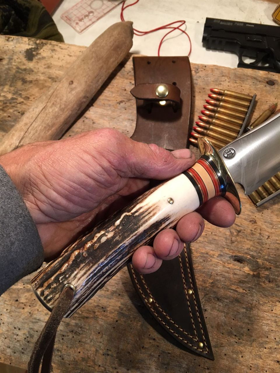 Treeman Dbl Skull Camp Fighter 8"Crazy Horse leather