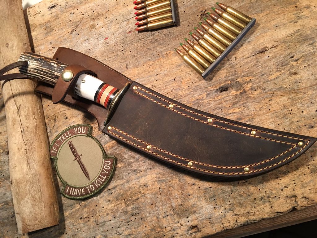 Treeman Dbl Skull Camp Fighter 8"Crazy Horse leather