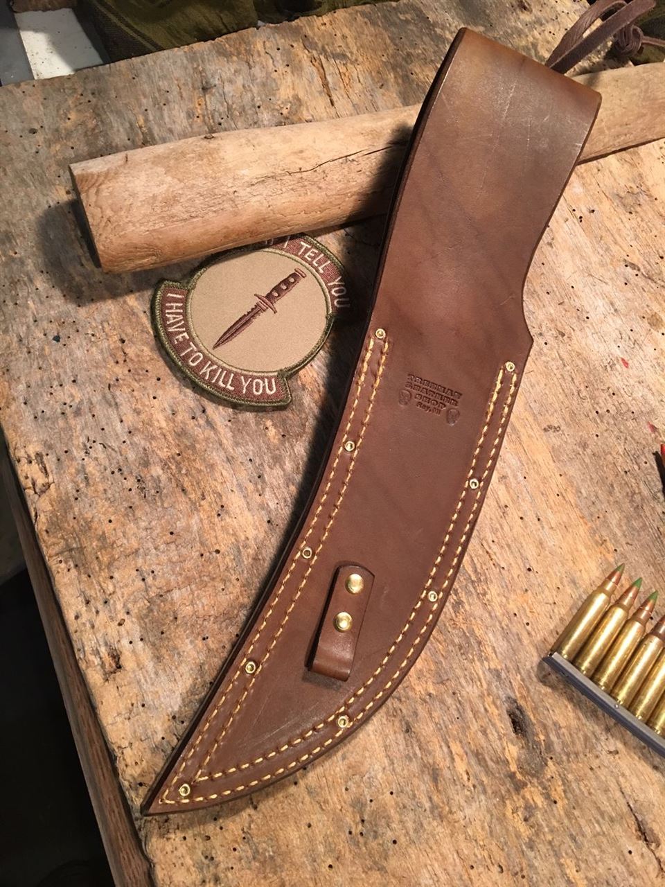 Treeman Dbl Skull Camp Fighter 8"Crazy Horse leather