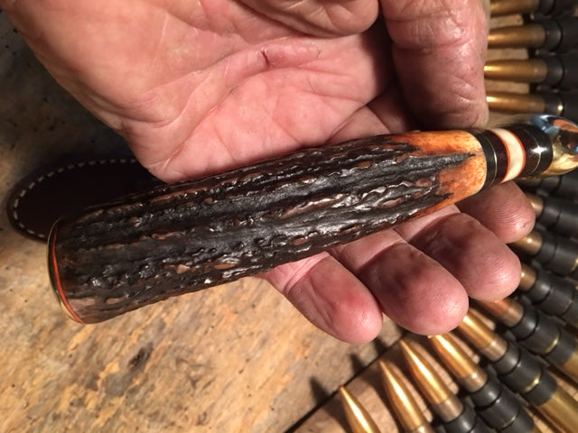 Treeman Double Skull Fighter Sambar Stag brass domed butt